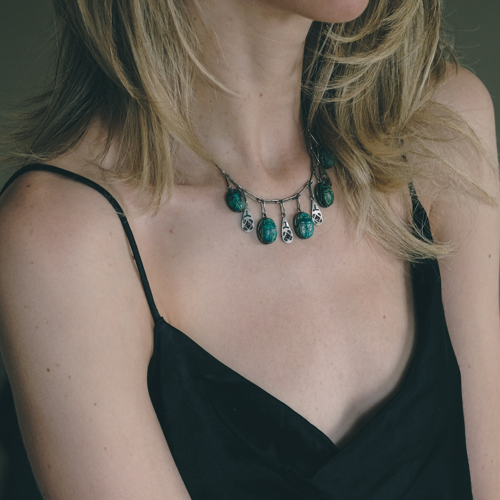 Egyptian Revival Scarab Necklace - Lost Owl Jewelry