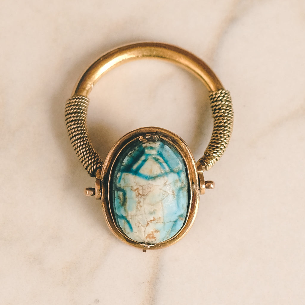 Egyptian Revival Scarab Swivel Ring - Lost Owl Jewelry