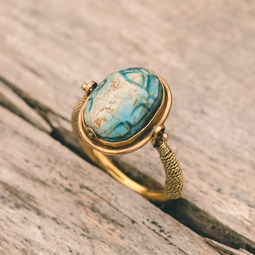 Egyptian Revival Scarab Swivel Ring - Lost Owl Jewelry