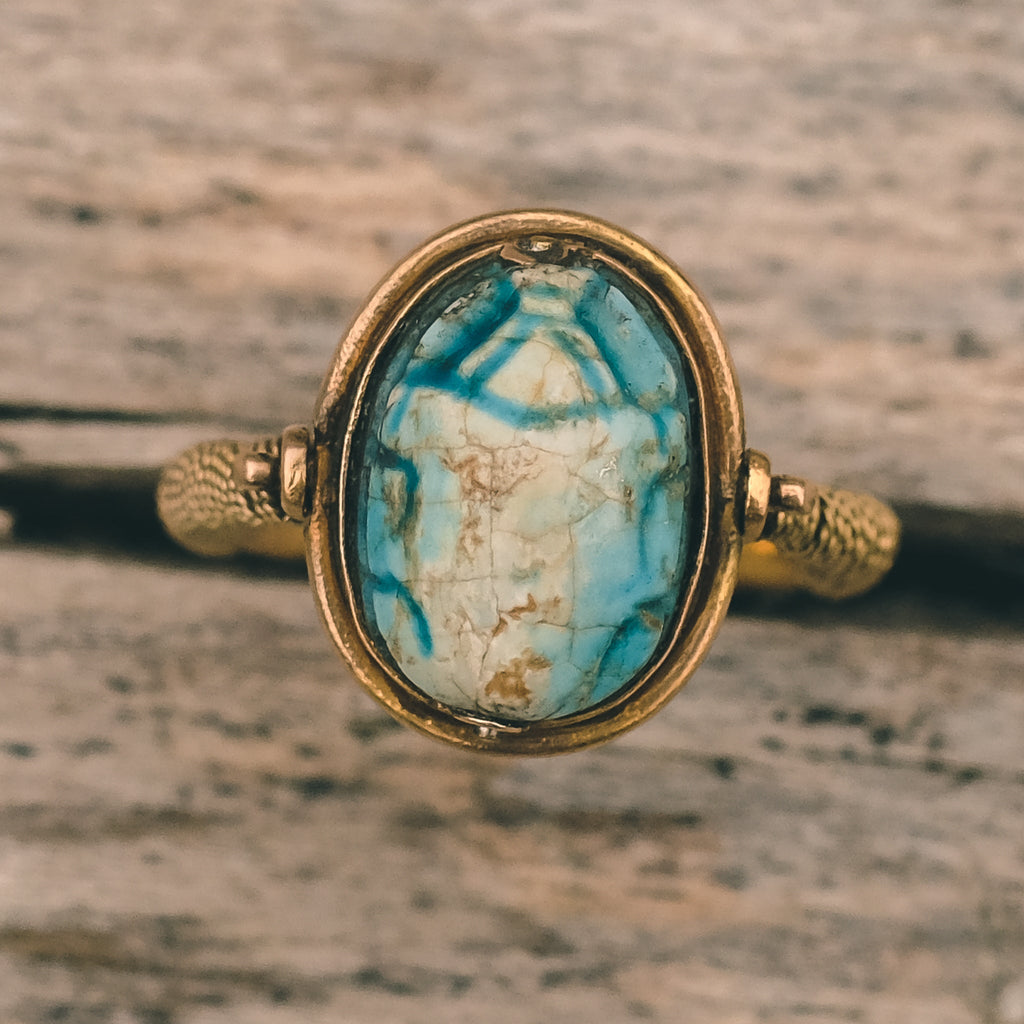 Egyptian Revival Scarab Swivel Ring - Lost Owl Jewelry