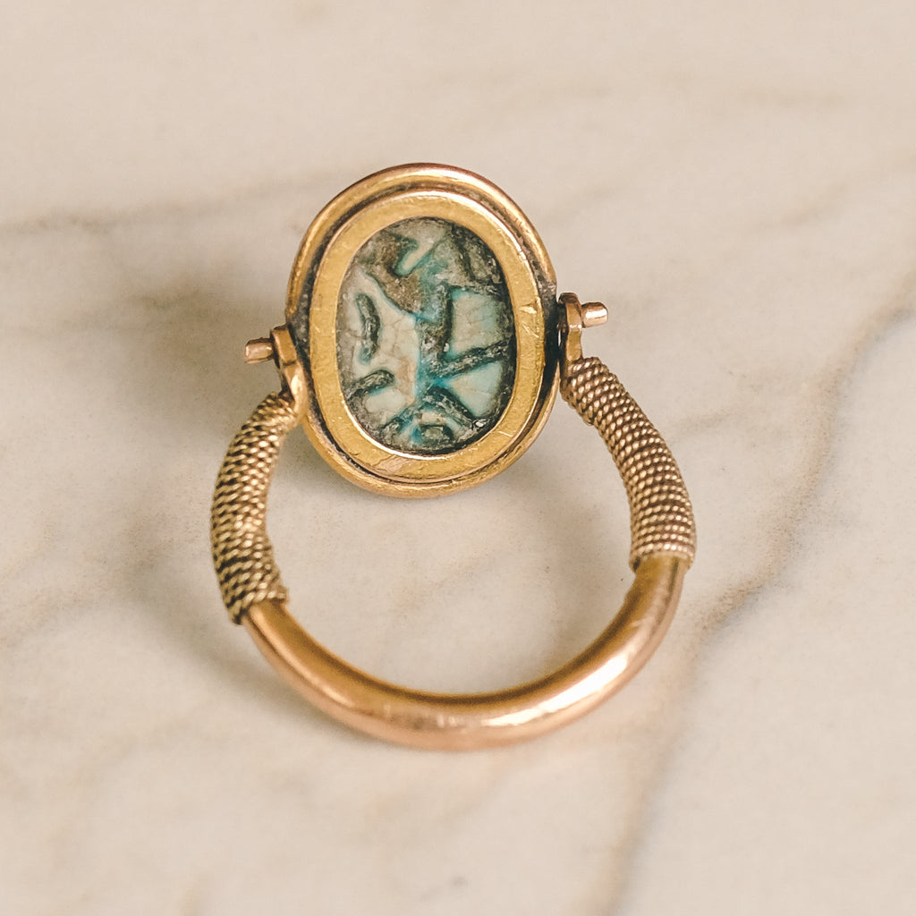 Egyptian Revival Scarab Swivel Ring - Lost Owl Jewelry