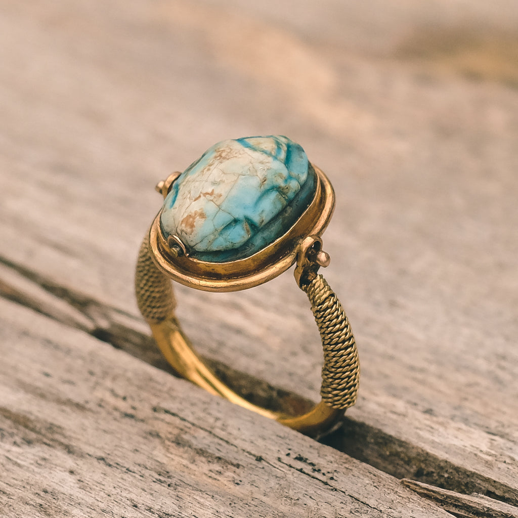 Egyptian Revival Scarab Swivel Ring - Lost Owl Jewelry