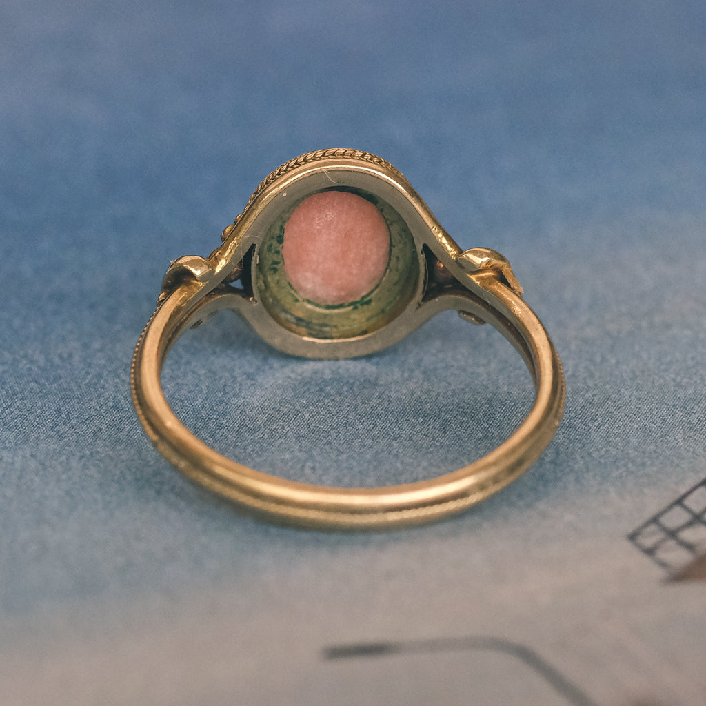 Etruscan Revival Coral Ring - Lost Owl Jewelry