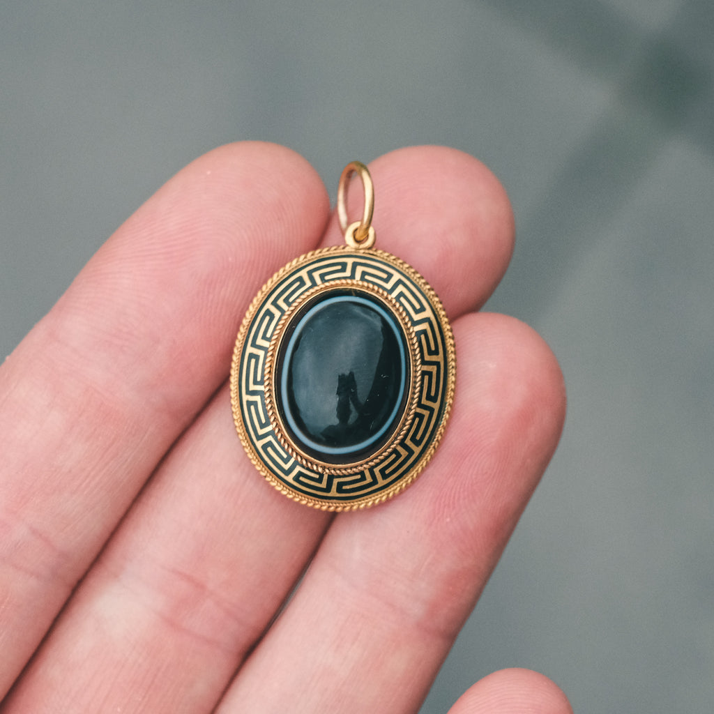 Etruscan Revival Greek Key Pendant - Lost Owl Jewelry