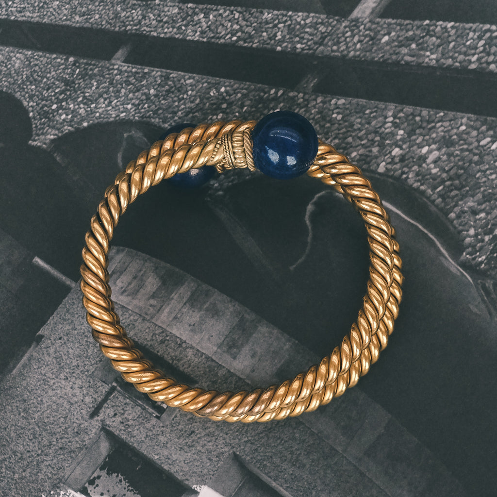 Etruscan Revival Lapis Bangle - Lost Owl Jewelry