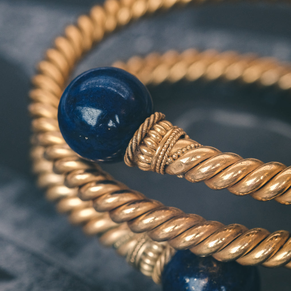 Etruscan Revival Lapis Bangle - Lost Owl Jewelry