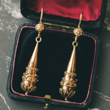 Etruscan Revival Torpedo Earrings - Lost Owl Jewelry