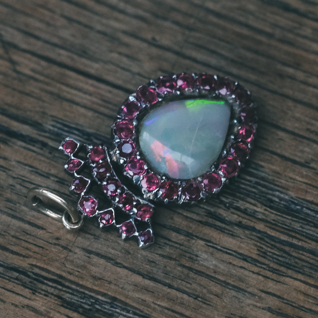 Georgian Crowned Opal Heart Pendant - Lost Owl Jewelry