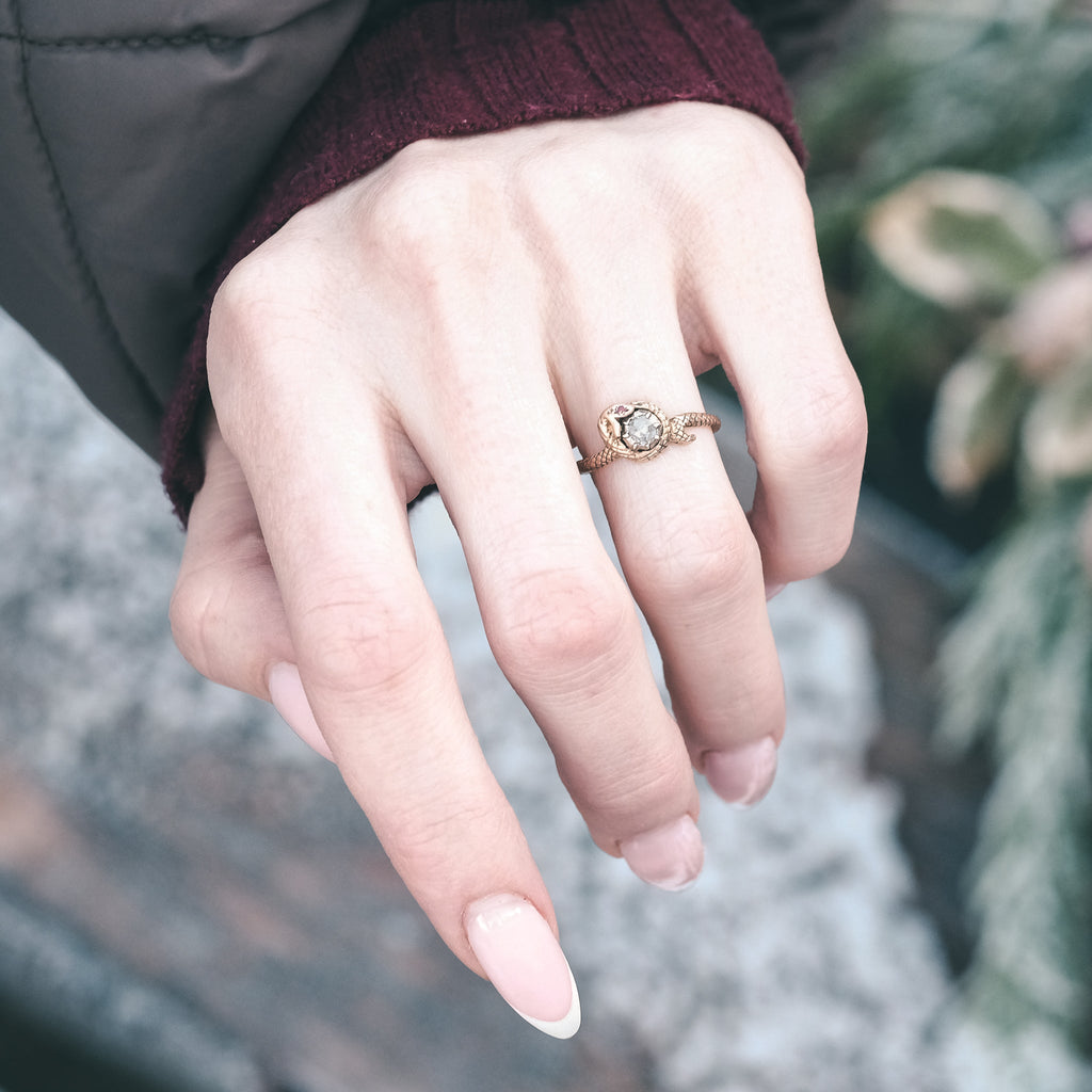 Georgian Diamond Snake Ring - Lost Owl Jewelry