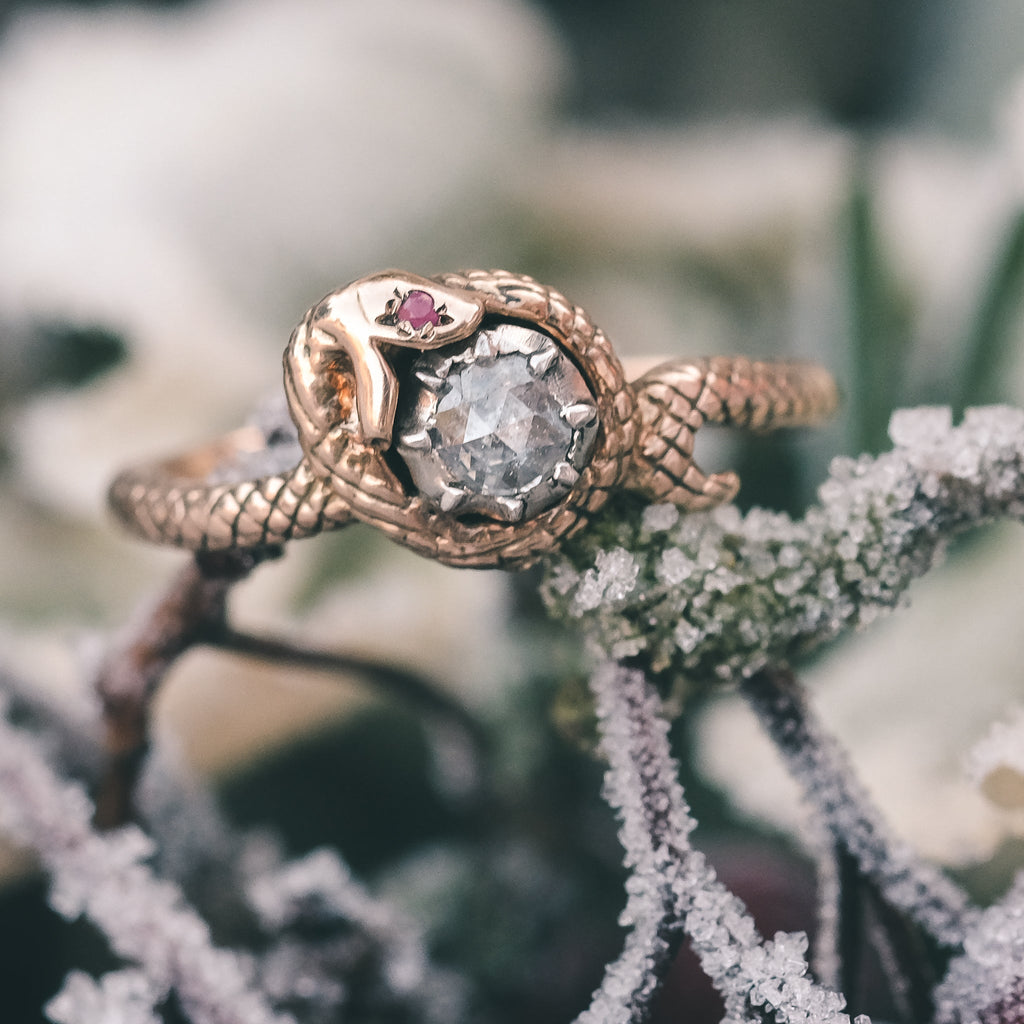 Georgian Diamond Snake Ring - Lost Owl Jewelry