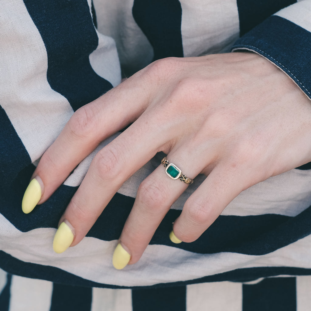 Georgian Emerald Paste Ring - Lost Owl Jewelry