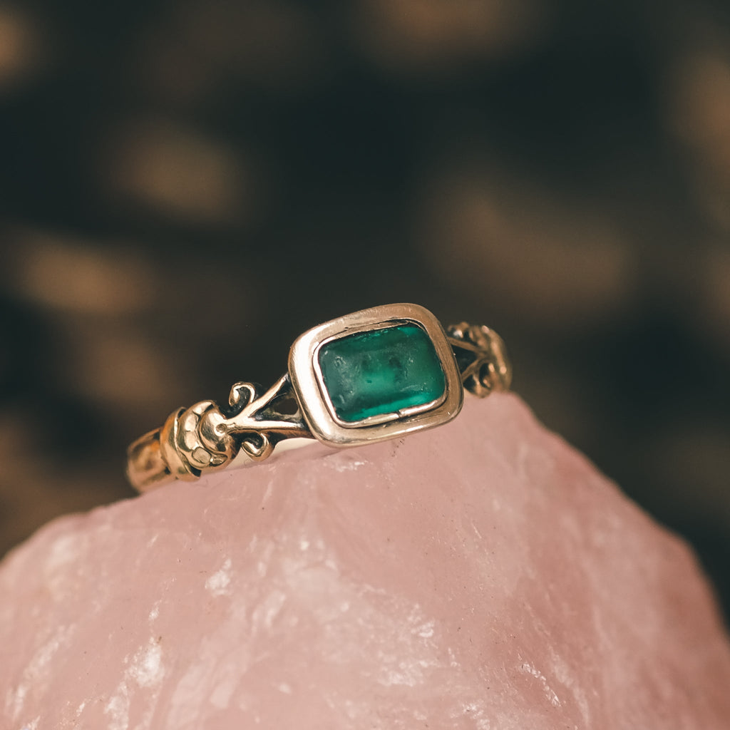 Georgian Emerald Paste Ring - Lost Owl Jewelry