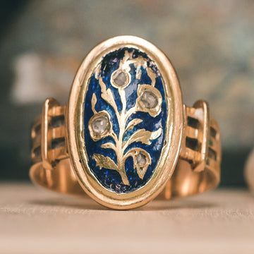 Georgian Enamel Roses Ring - Lost Owl Jewelry