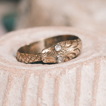 Georgian Engraved Ouroboros Ring - Lost Owl Jewelry