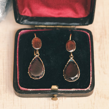 Georgian Flat-Cut Garnet Earrings - Lost Owl Jewelry