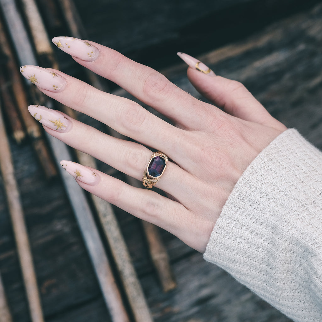 Georgian Octagonal Garnet Ring - Lost Owl Jewelry