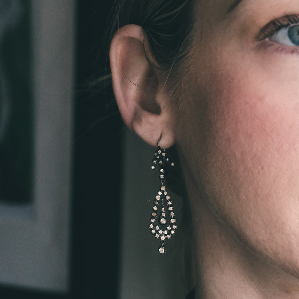 Georgian Paste Teardrop Earrings - Lost Owl Jewelry