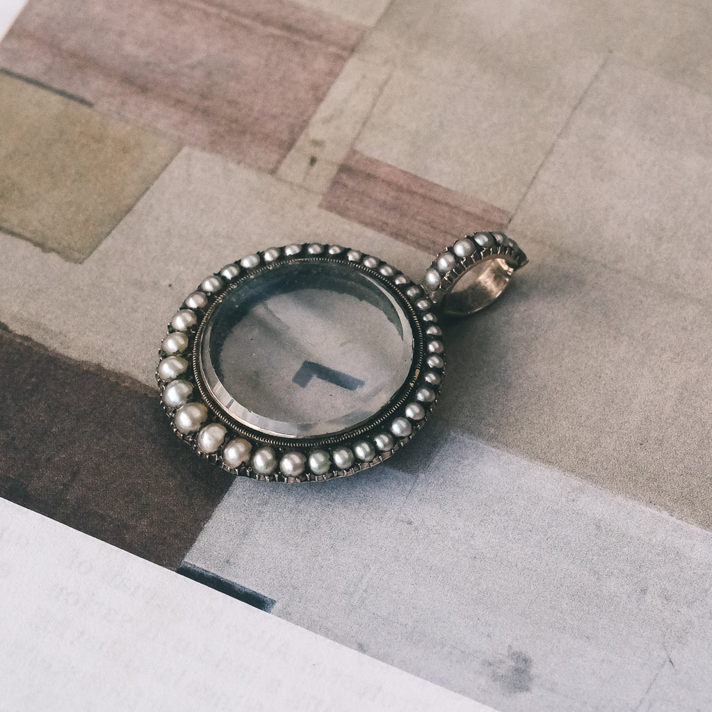 Georgian Pearl Round Locket - Lost Owl Jewelry