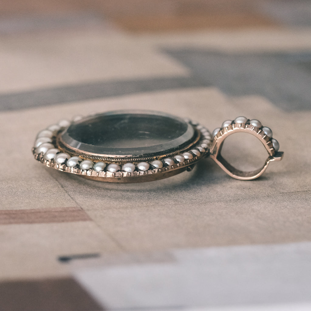 Georgian Pearl Round Locket - Lost Owl Jewelry