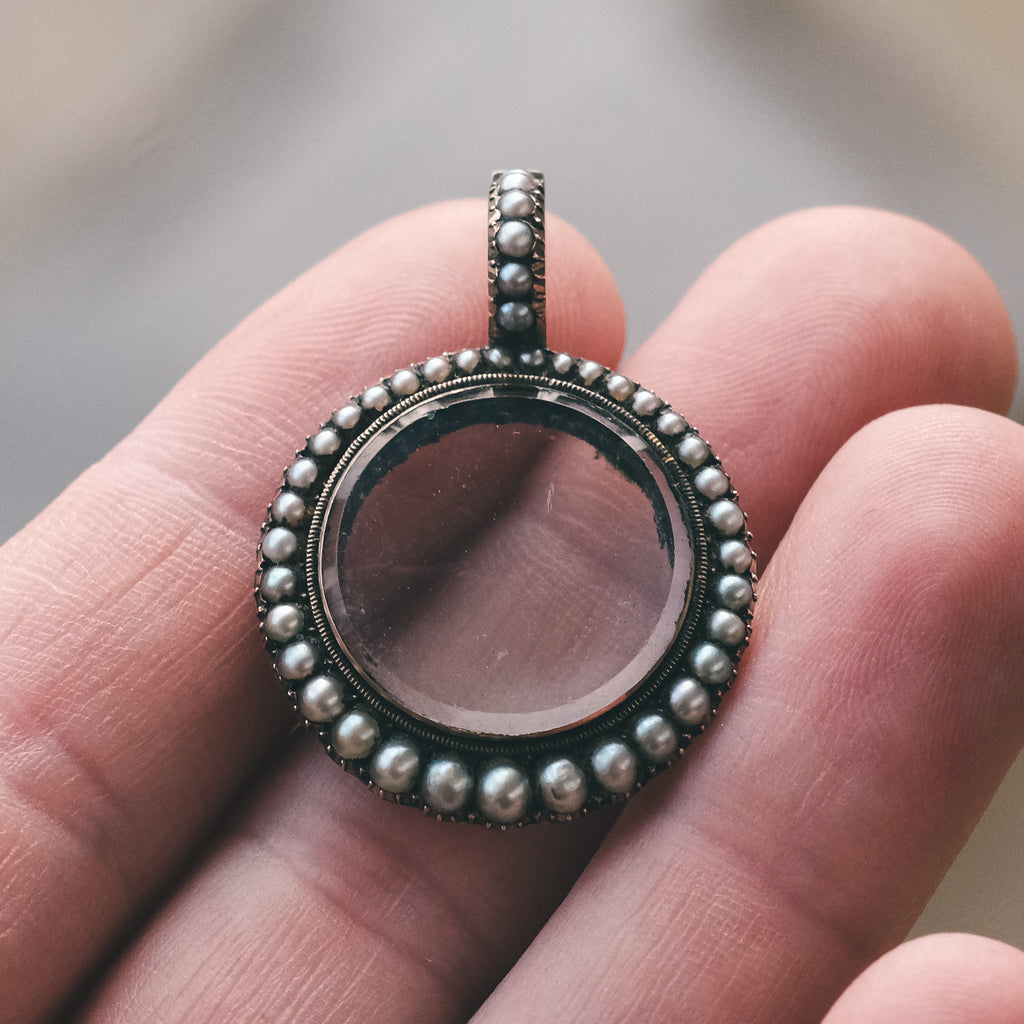 Georgian Pearl Round Locket - Lost Owl Jewelry