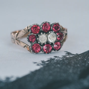 Georgian Red & White Paste Ring - Lost Owl Jewelry