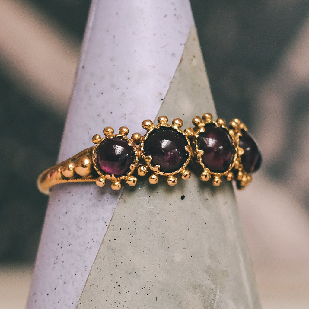 Georgian Regency Garnet Half-Hoop Ring - Lost Owl Jewelry