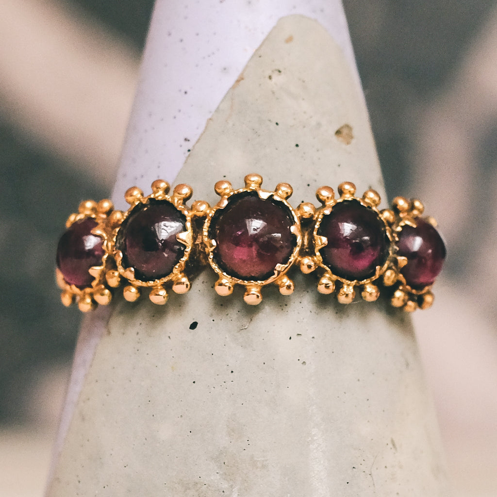 Georgian Regency Garnet Half-Hoop Ring - Lost Owl Jewelry