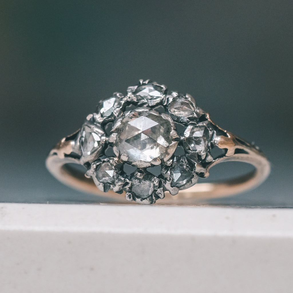 Georgian Rose Diamond Cluster Ring - Lost Owl Jewelry