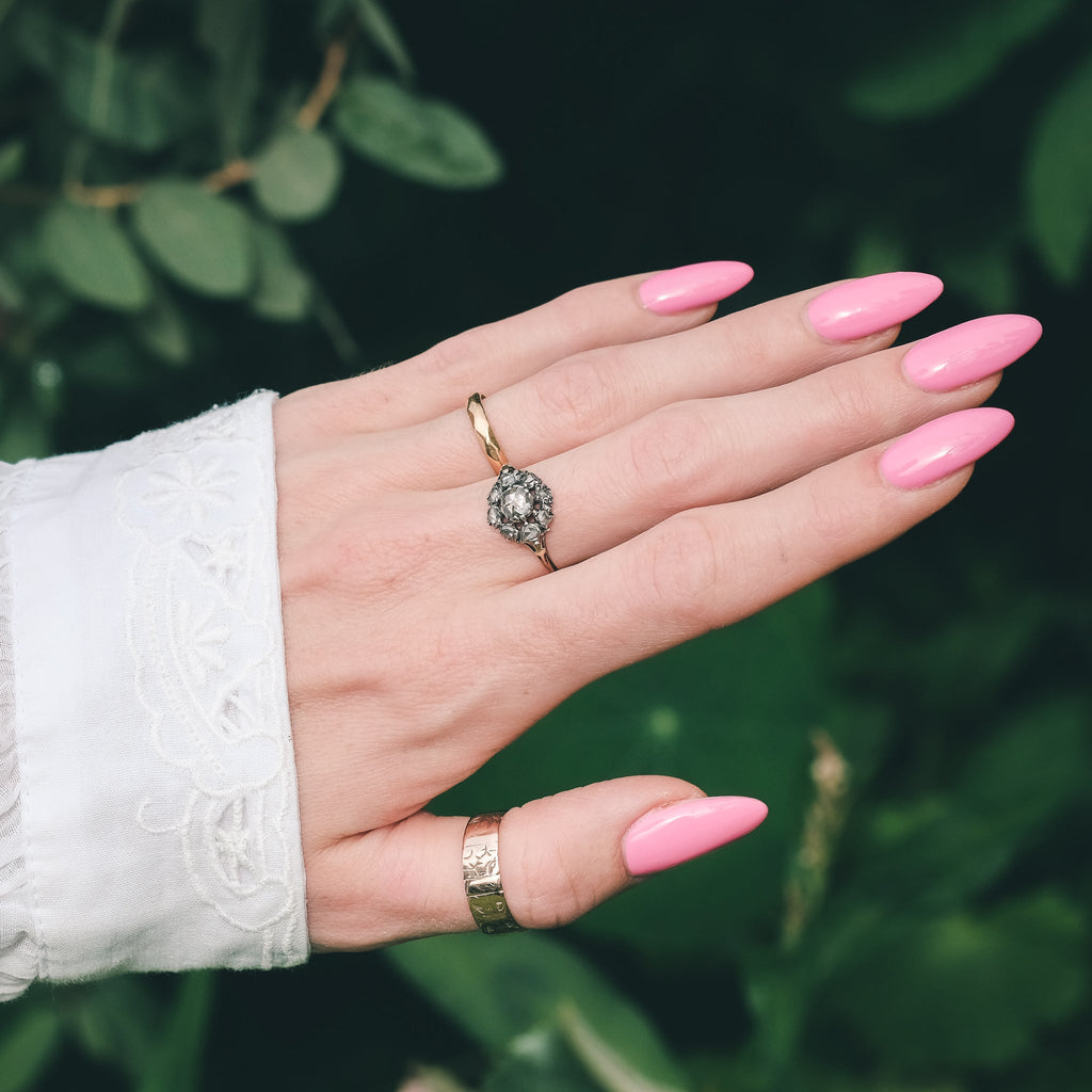 Georgian Rose Diamond Cluster Ring - Lost Owl Jewelry