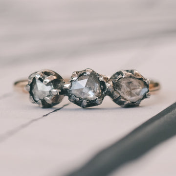 Georgian Rose Diamond Trilogy Ring - Lost Owl Jewelry