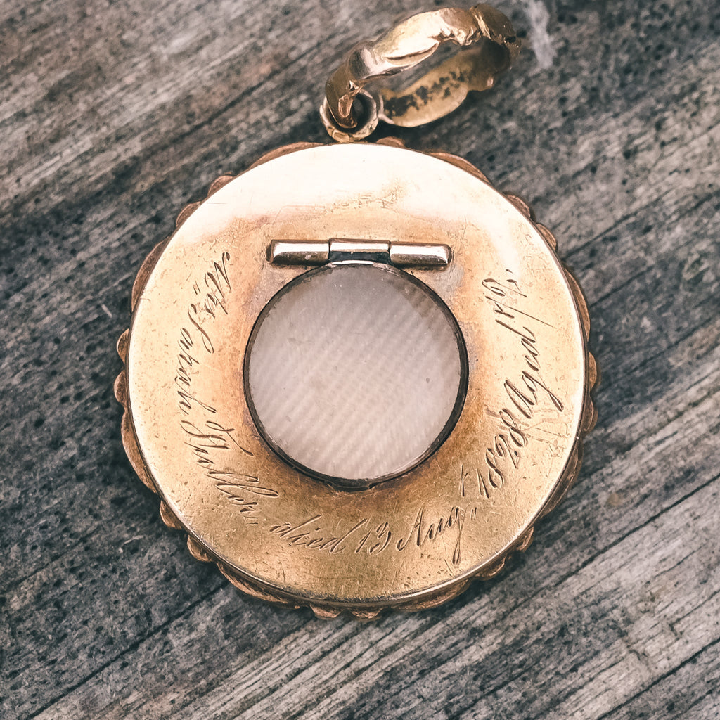 Georgian Round Memorial Locket - Lost Owl Jewelry