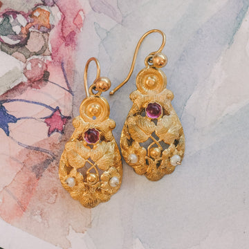 High Victorian Leaf & Flower Earrings - Lost Owl Jewelry