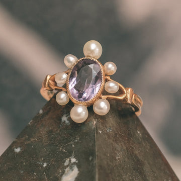 Late Victorian Amethyst & Pearl Ring - Lost Owl Jewelry