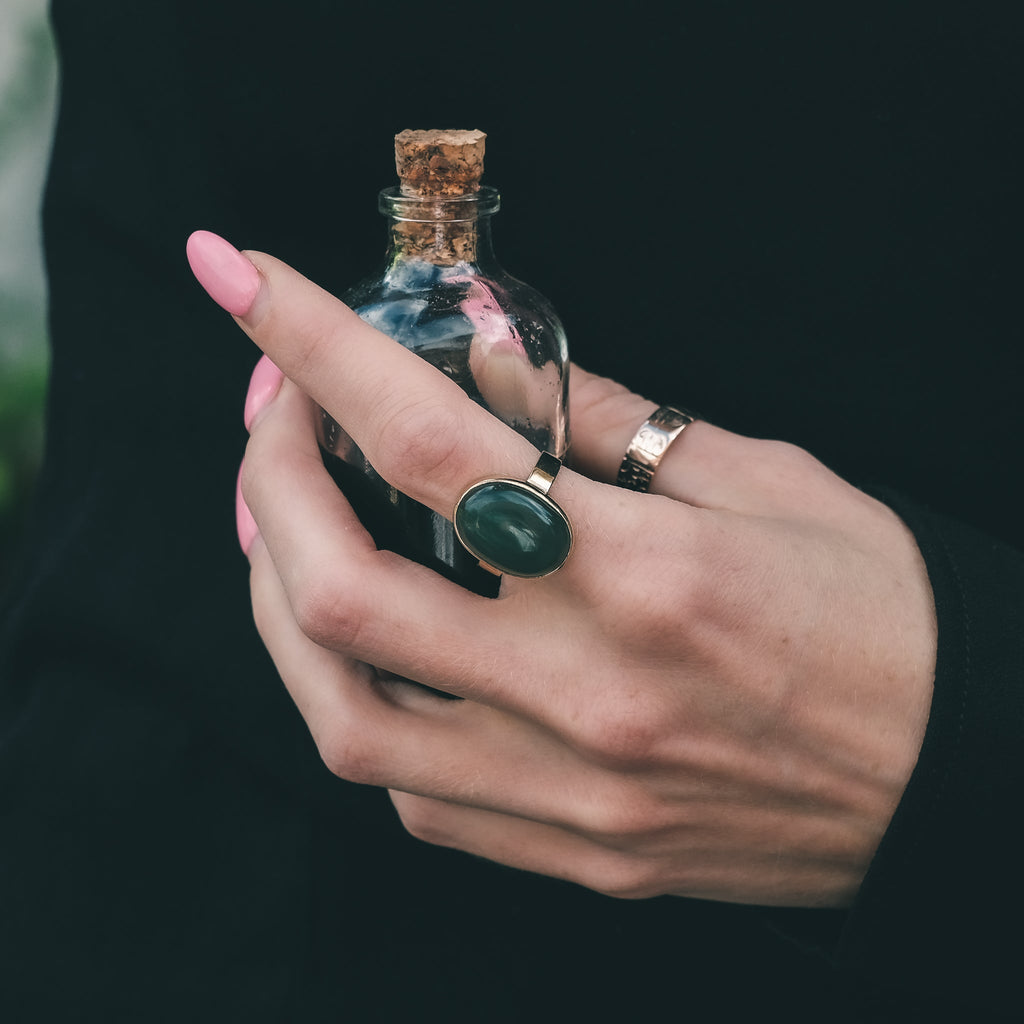 Late Victorian Chrysoprase Ring - Lost Owl Jewelry