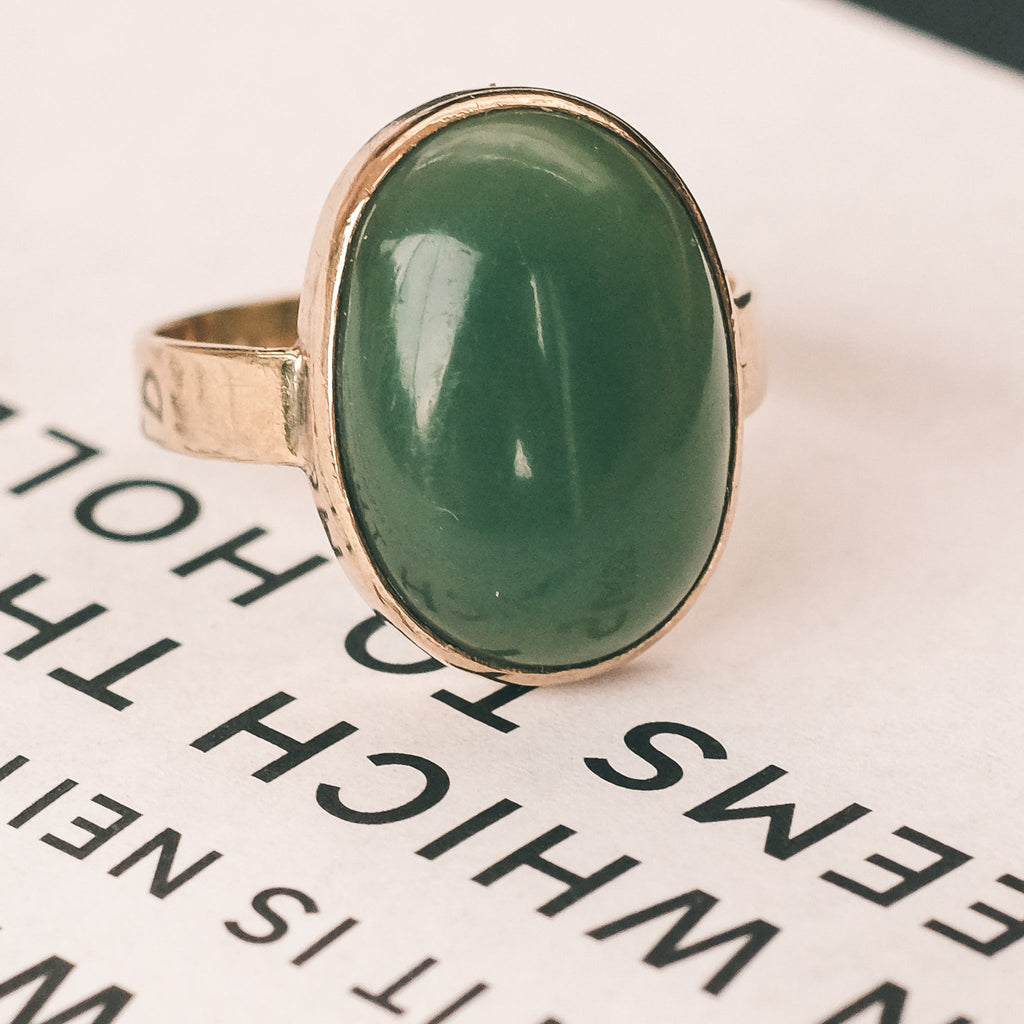 Late Victorian Chrysoprase Ring - Lost Owl Jewelry