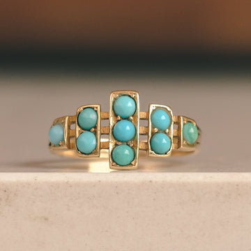 Late Victorian Geometric Turquoise Ring - Lost Owl Jewelry