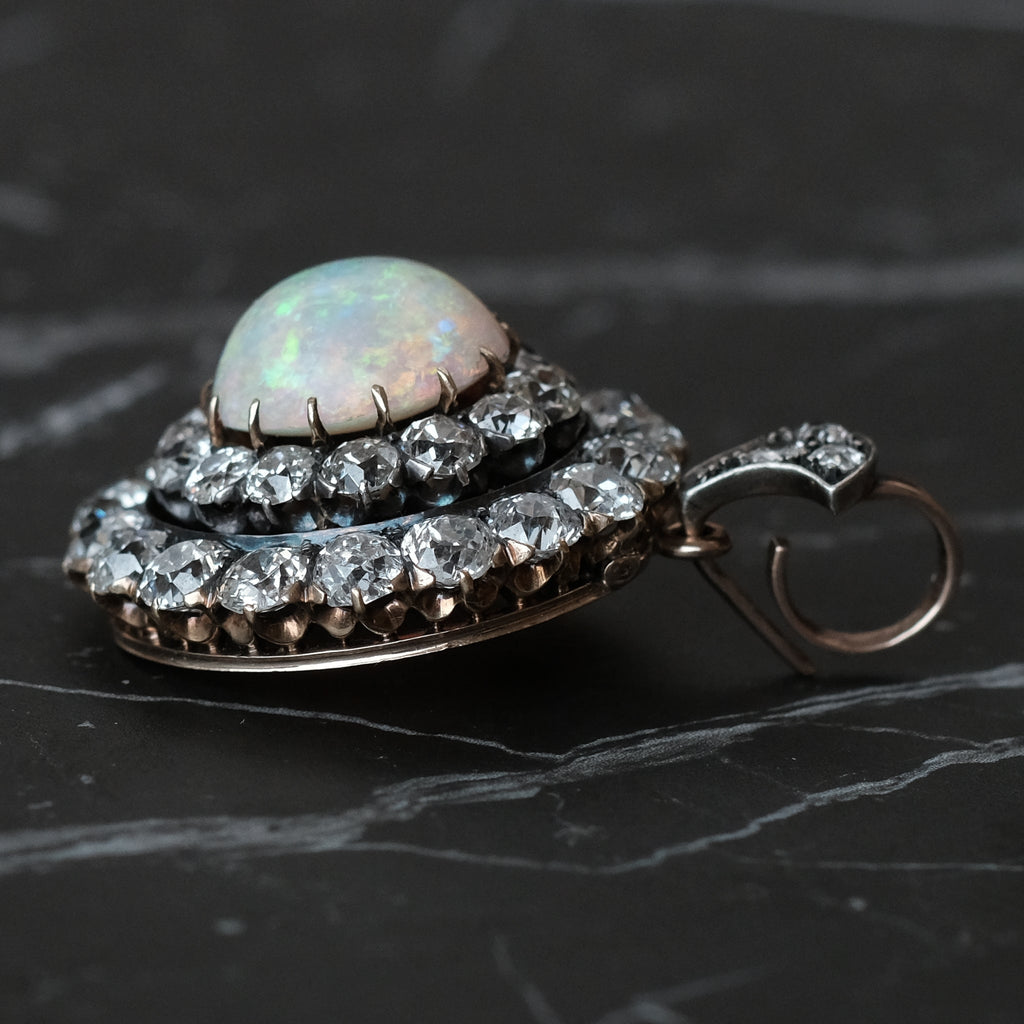 Late Victorian Opal & Diamond Pendant - Lost Owl Jewelry