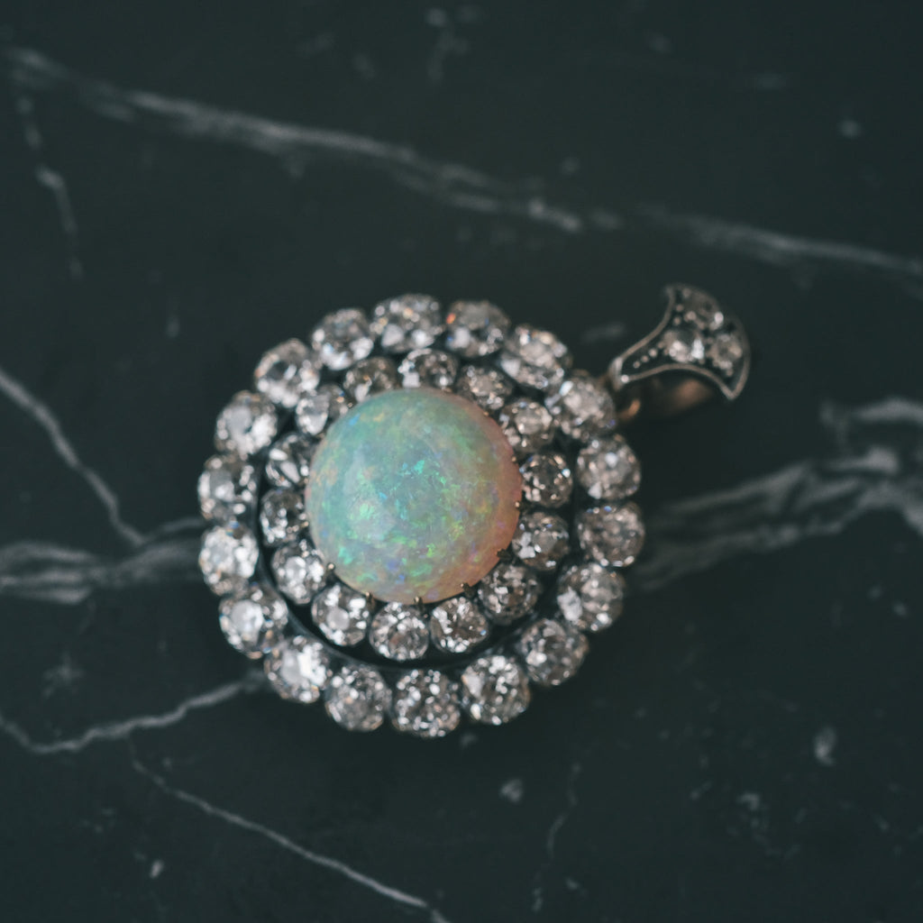 Late Victorian Opal & Diamond Pendant - Lost Owl Jewelry