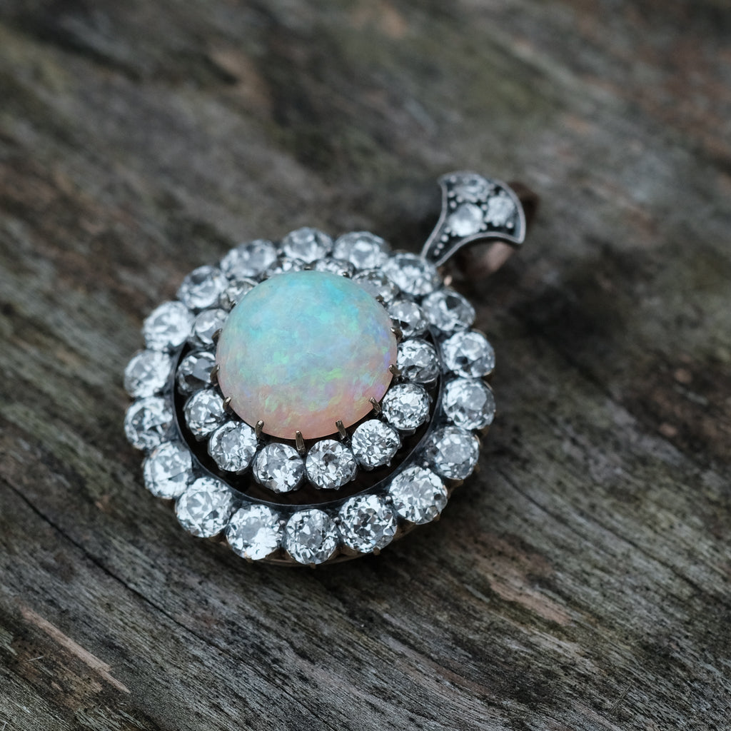 Late Victorian Opal & Diamond Pendant - Lost Owl Jewelry