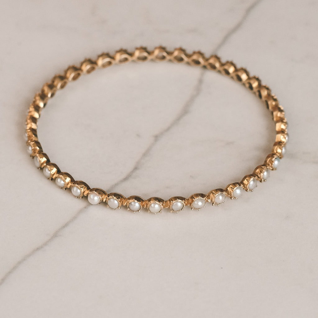 Late Victorian Pearl Bangle - Lost Owl Jewelry