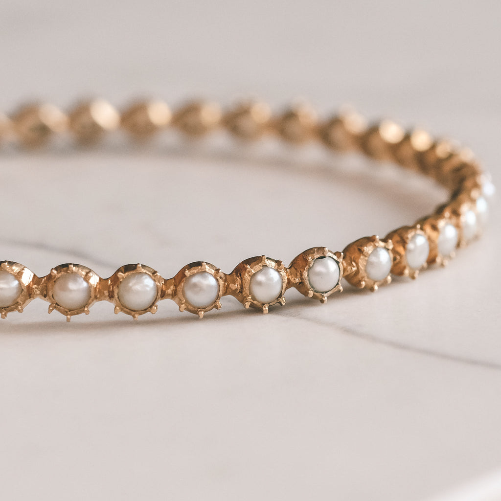 Late Victorian Pearl Bangle - Lost Owl Jewelry