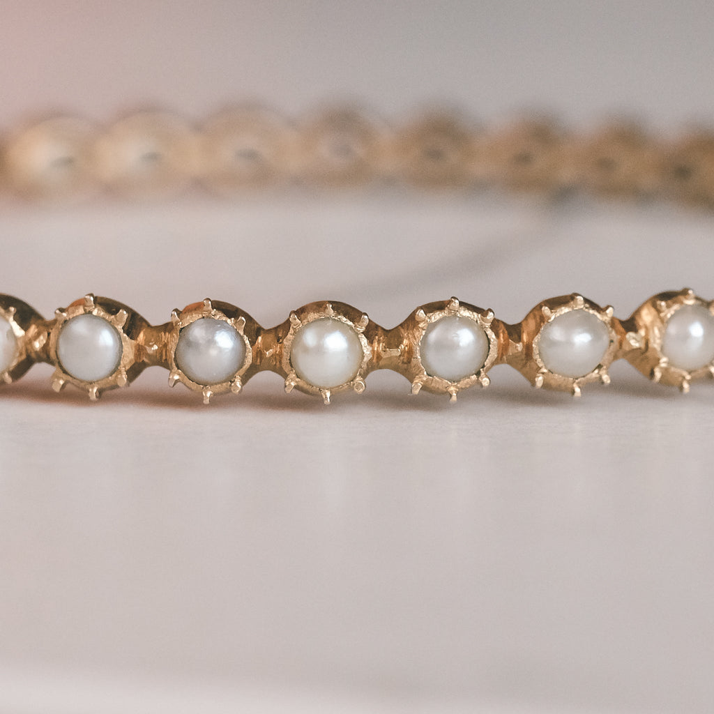 Late Victorian Pearl Bangle - Lost Owl Jewelry