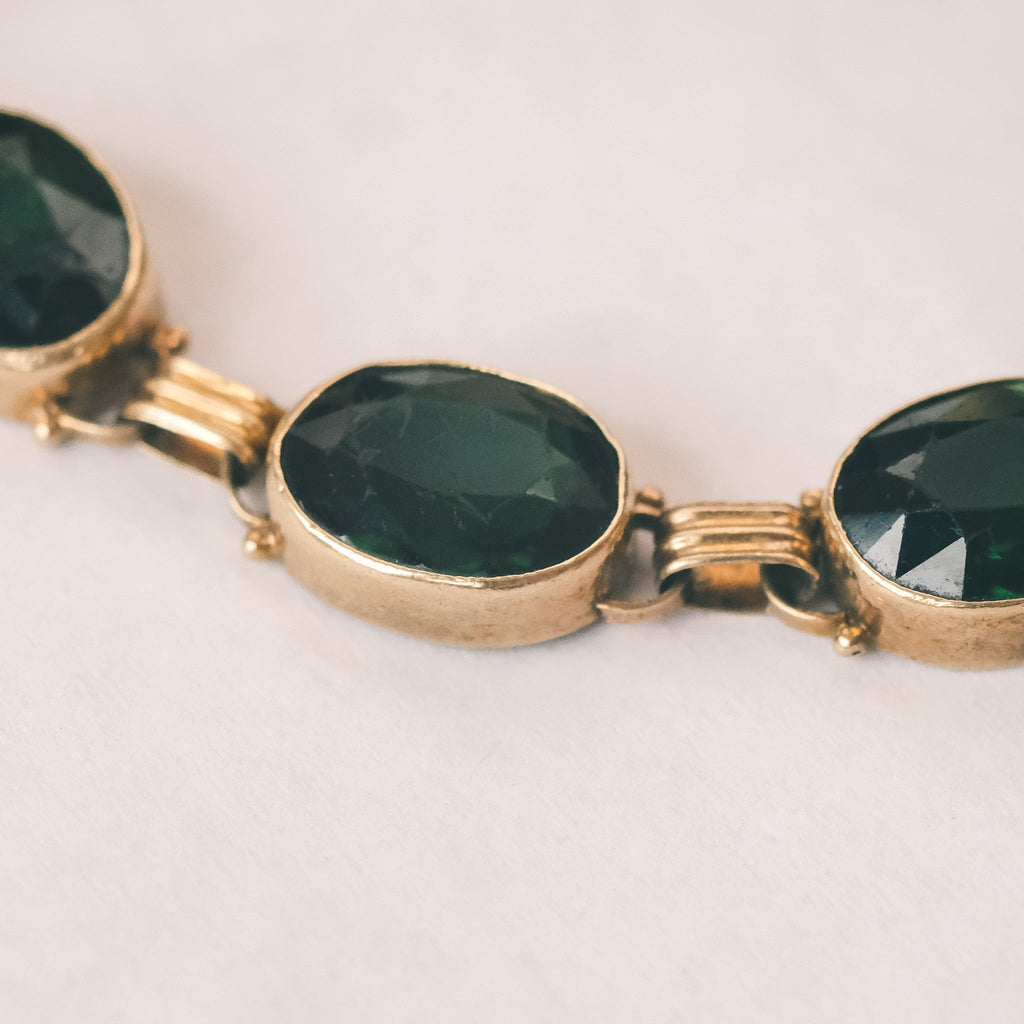 Mid-Century Bottle Green Tourmaline Bracelet - Lost Owl Jewelry