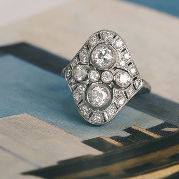 Mid-Century Diamond Cocktail Ring - Lost Owl Jewelry