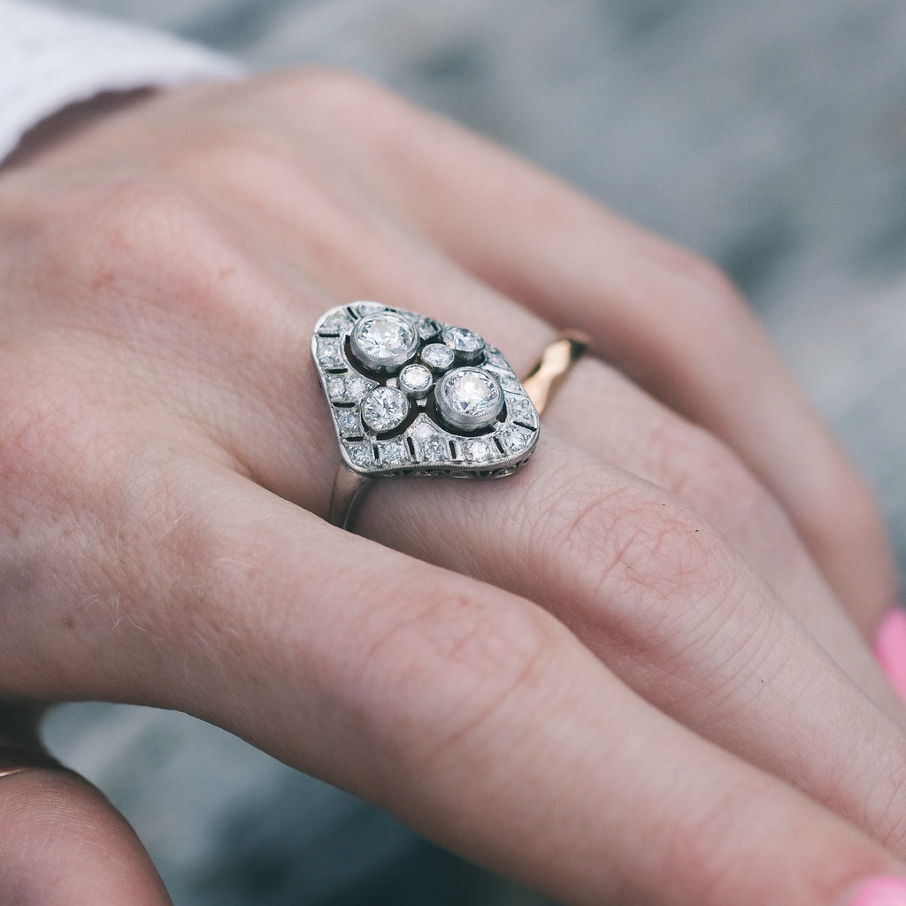 Mid-Century Diamond Cocktail Ring – Lost Owl Jewelry