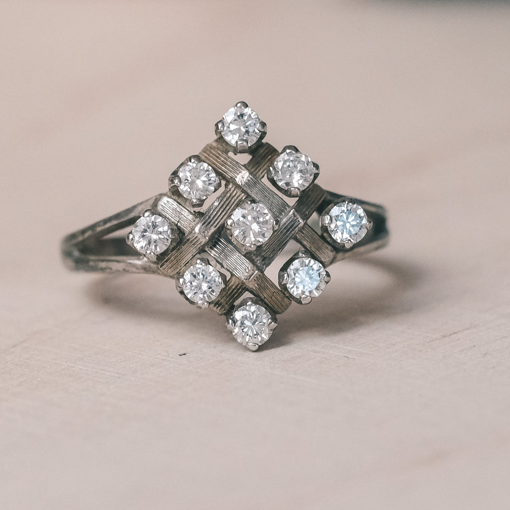 Mid Century Diamond Matrix Ring – Lost Owl Jewelry