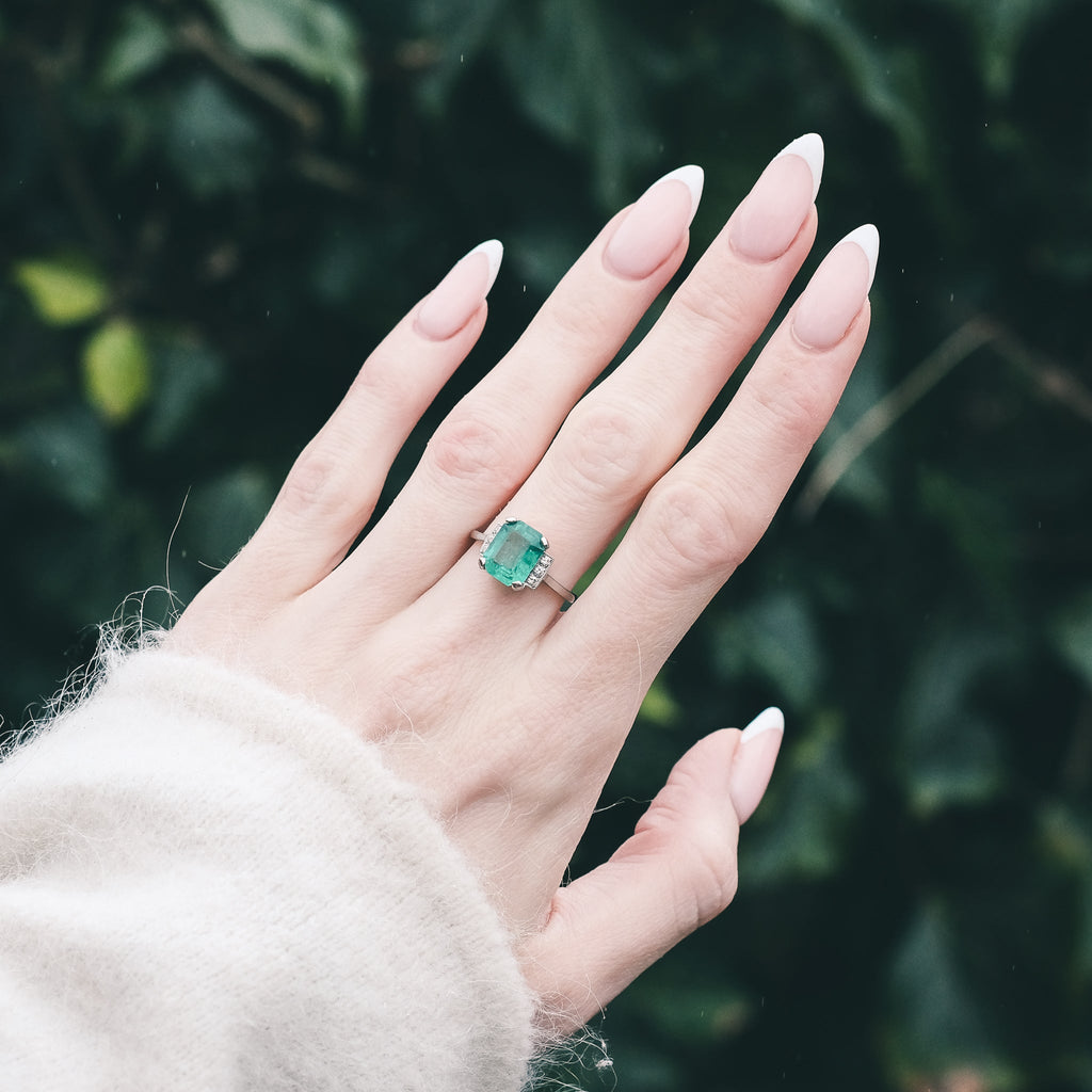 Mid-Century Emerald Solitaire Ring - Lost Owl Jewelry