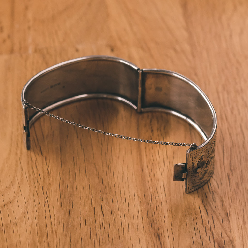 Mid-Century Floral Cuff Bangle - Lost Owl Jewelry