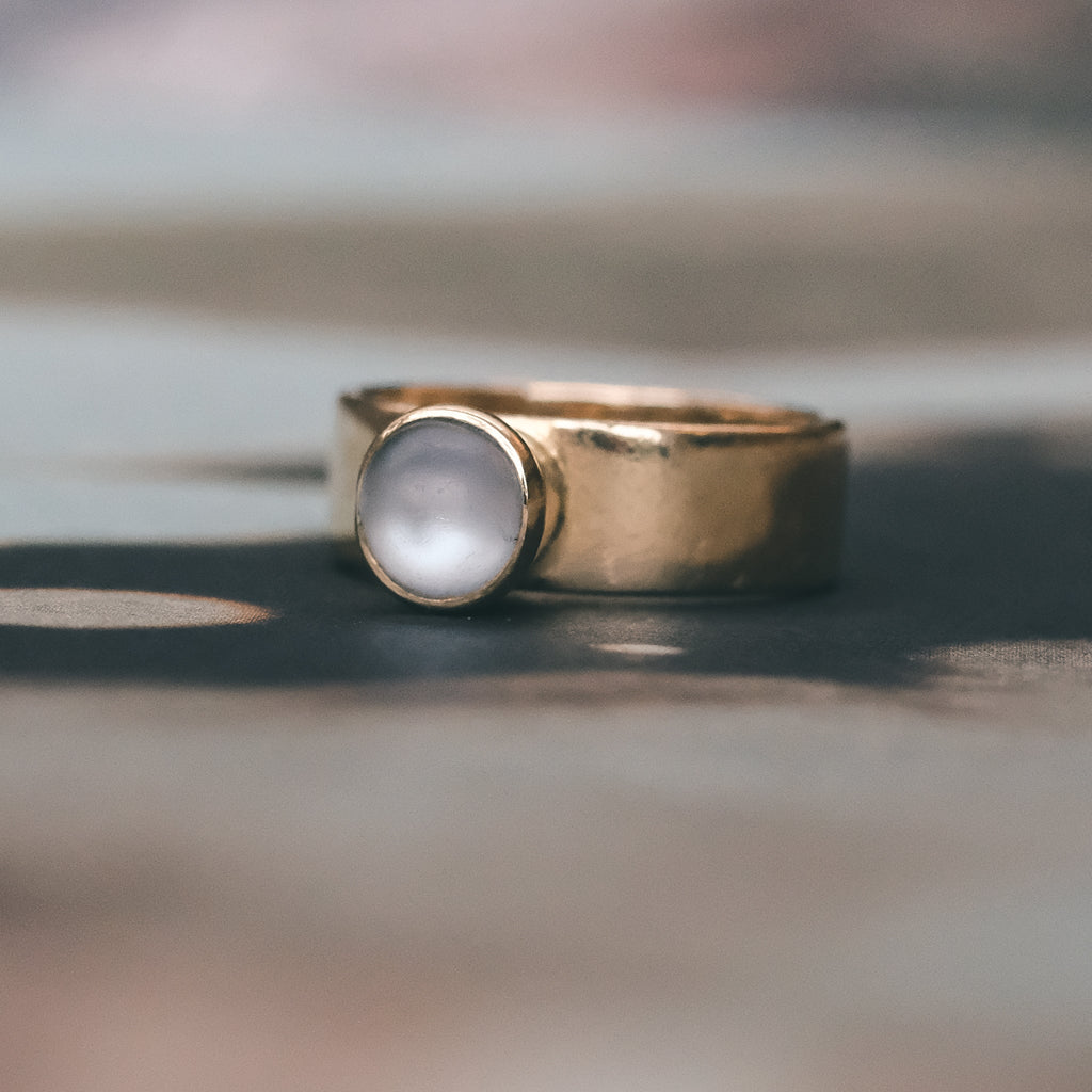 Mid-Century High Moonstone Band – Lost Owl Jewelry