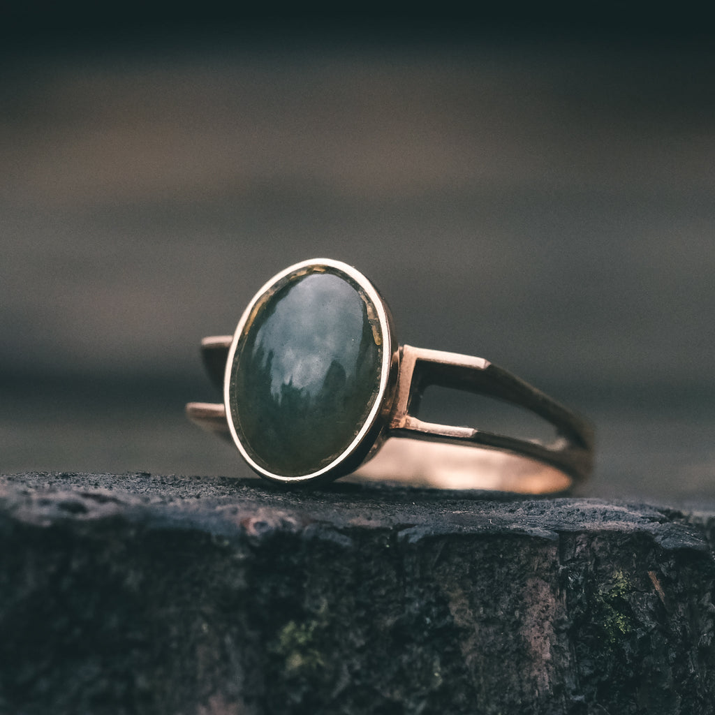 Mid-Century Modernist Jade Ring - Lost Owl Jewelry